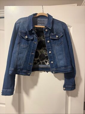 Dark Blue Cropped Denim Jacket